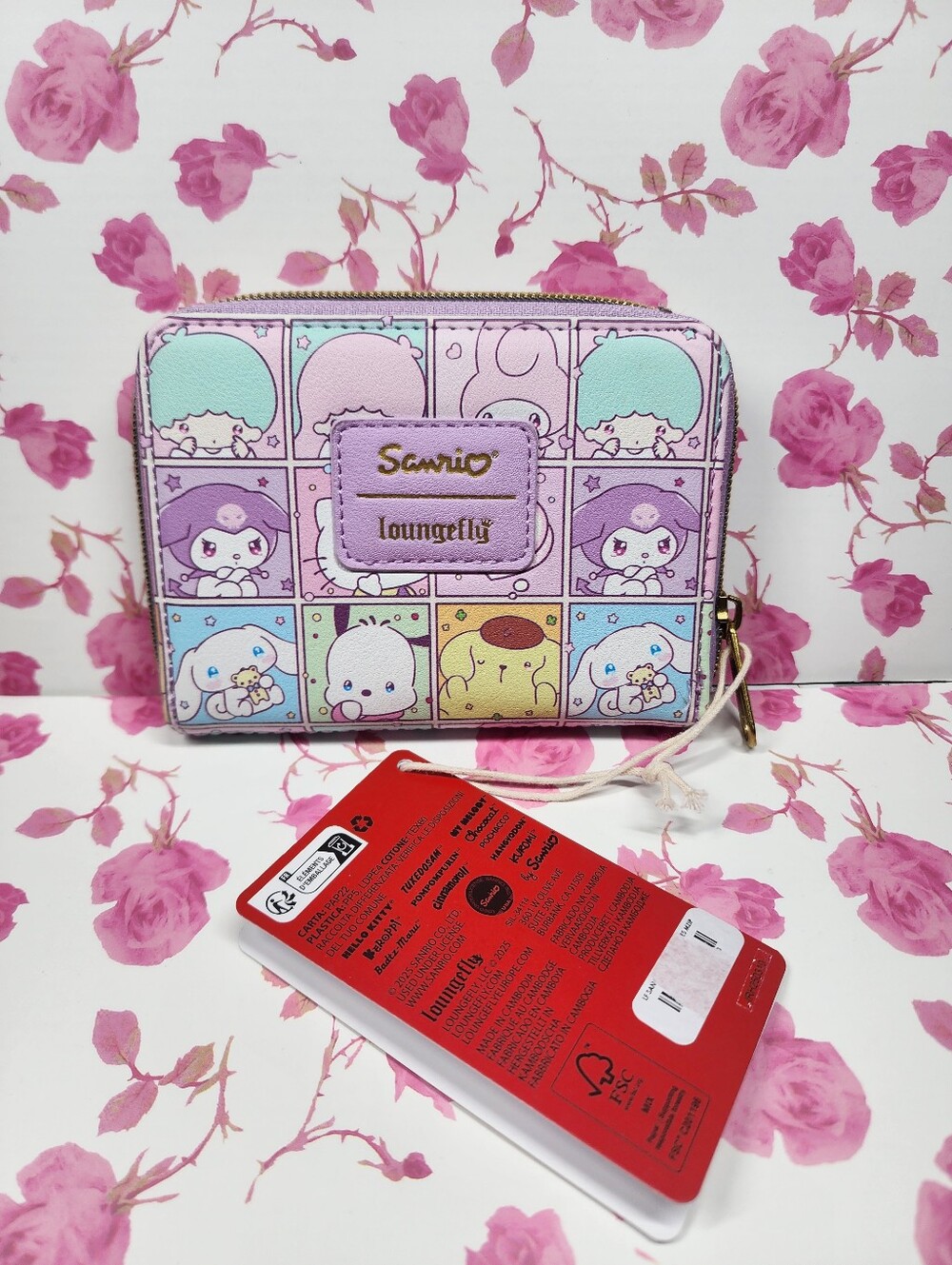 Loungefly Sanrio Pastel Character Zip Wallet in Pink, Lavender & Mint